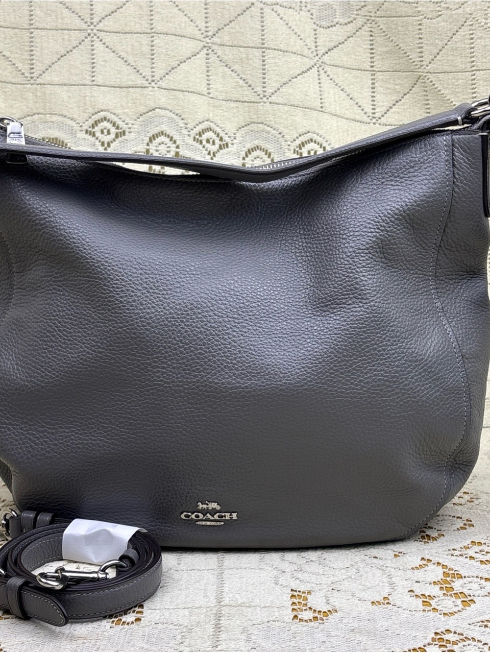 COACH F31399  Elle Heather Gray  Leather Hobo Shoulder Bag
